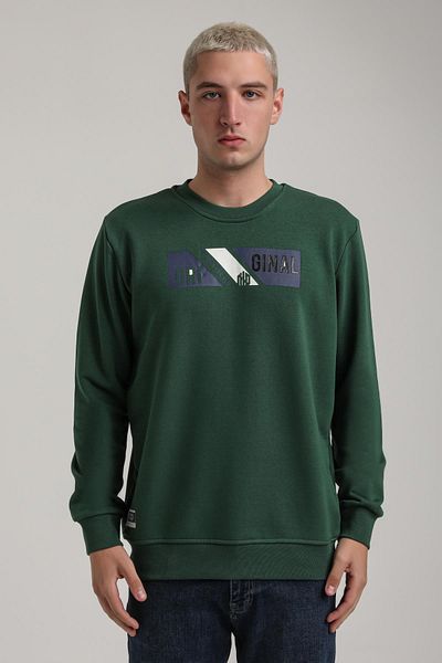 NEW WORLD POLO Crew Neck Green Slim Fit Sweatshirt 24Fwm60184