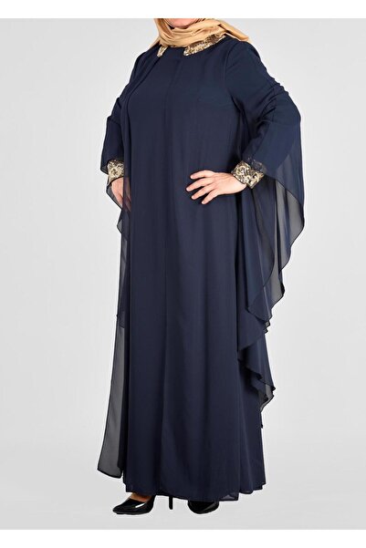 TRENDTESETTÜR WOMEN'S DARK BLUE (DARK BLUE) CHIFFON GOWN DRESS T 5406