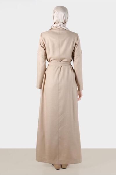 TRENDTESETTÜR CAMEL Brown Zippered Women's Overcoat - T 10602