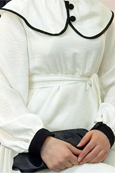 TRENDTESETTÜR Λευκό Φόρεμα Hijab - Ζώνη, Γυναικείο, T 8806