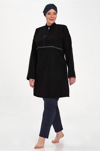 TRENDTESETTÜR Costum de baie cu hijab bleumarin de mărime mare - K.Navy Blue T. 1427