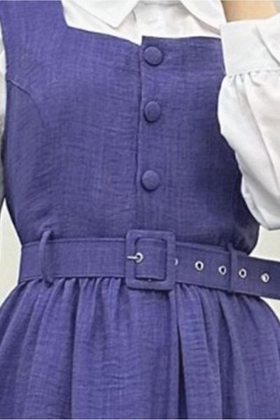 TRENDTESETTÜR Indigo γυναικείο φόρεμα Navy Blue Belted Gilet - T 7945