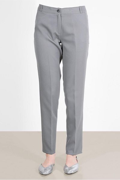 TRENDTESETTÜR نسائي - بنطلون رمادي كلاسيكي مقطوع T 70367