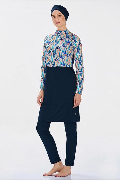 TRENDTESETTÜR Costum de baie hijab pentru femei cu model bleumarin - T 9235