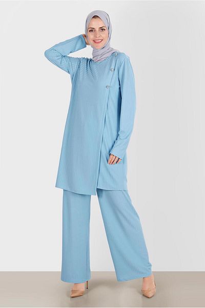 TRENDTESETTÜR Γυναικείο Σετ Παντελόνι Blue Stone - T 42882
