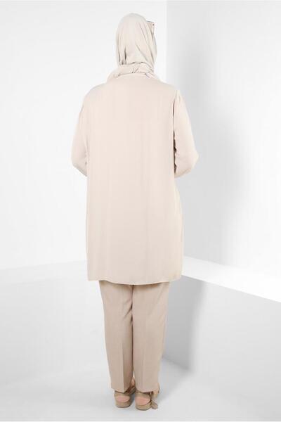 TRENDTESETTÜR Plus Size Embroidered Beige Tunic - Stone T 20247