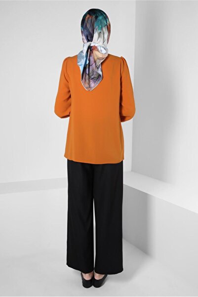 TRENDTESETTÜR Orange (Orange) Shirt Collar Women's Blouse - T 42926