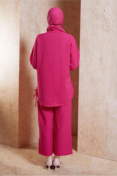 TRENDTESETTÜR Fuchsia Women's Set - T-Shirt Collar and Trousers 5991