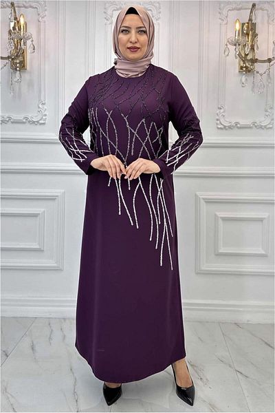 TRENDTESETTÜR Rochie de seara din piatra prune marime mare - T 8031