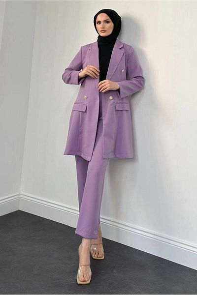 TRENDTESETTÜR WOMEN'S PURPLE (LILA) CROUVACE COLLAR TROUSERS SUIT T 4995