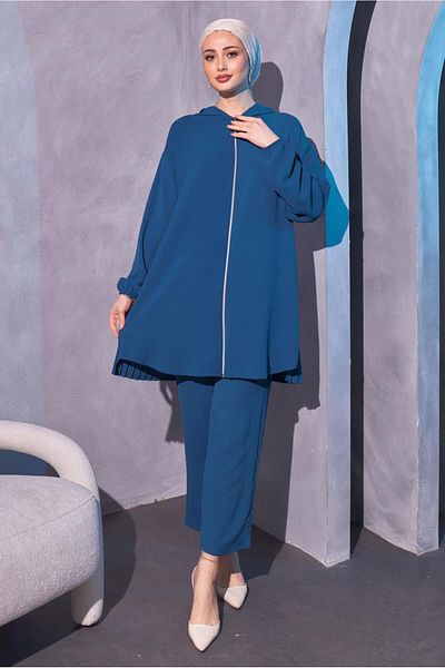 TRENDTESETTÜR Σετ παντελόνι με κουκούλα Navy Blue Indigo - Γυναικείο T 1214