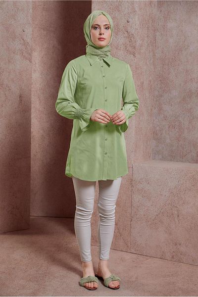 TRENDTESETTÜR WOMEN'S GREEN (GLOW) SHIRT TUNIC T 3447
