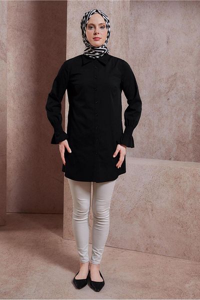 TRENDTESETTÜR WOMEN'S BLACK SHIRT TUNIC T 3447