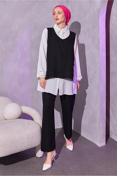 TRENDTESETTÜR Σετ Τρία Παντελόνια με Λεπτομέρεια Black Pearl - Γυναικείο T 0804