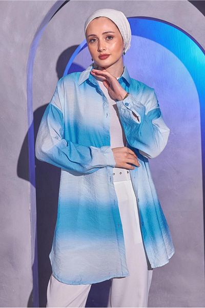 TRENDTESETTÜR Γυναικείο πουκάμισο Blue Transitional - T 0514