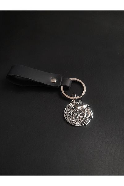 BSN Store Genuine Leather Keychain with Scandinavian Fashion Dragon Figure