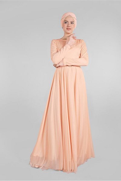 TRENDTESETTÜR WOMEN'S POWDER (SOMON) BELTED EVENING DRESS T 61393