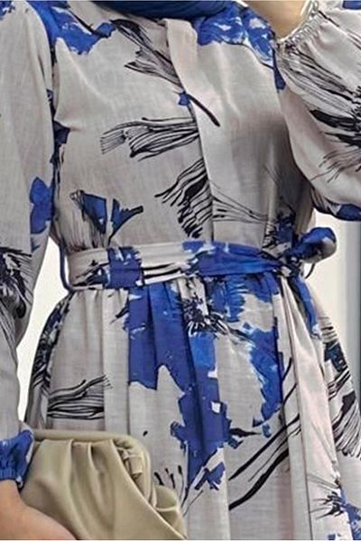 TRENDTESETTÜR ΓΥΝΑΙΚΕΙΟ ΣΚΟΥΡΟ ΜΠΛΕ (SAKS) ΦΟΡΕΜΑ ΜΕ ΣΧΕΔΙΟ ΖΩΝΗ T 3806