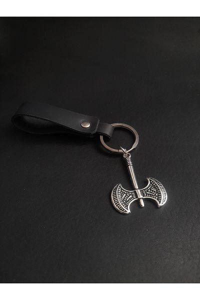 BSN Store Genuine Leather Keychain with Scandinavian Fashion Dagger Figure