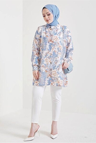 TRENDTESETTÜR Γυναικείο πουκάμισο με μπλε σχέδιο - T 0888-4