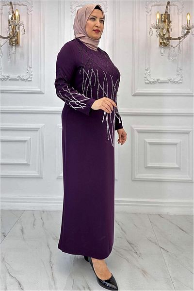 TRENDTESETTÜR Rochie de seara din piatra prune marime mare - T 8031