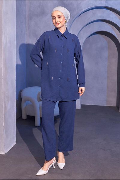 TRENDTESETTÜR Γυναικείο Σετ Παντελόνι Navy Blue Stone - T 0414