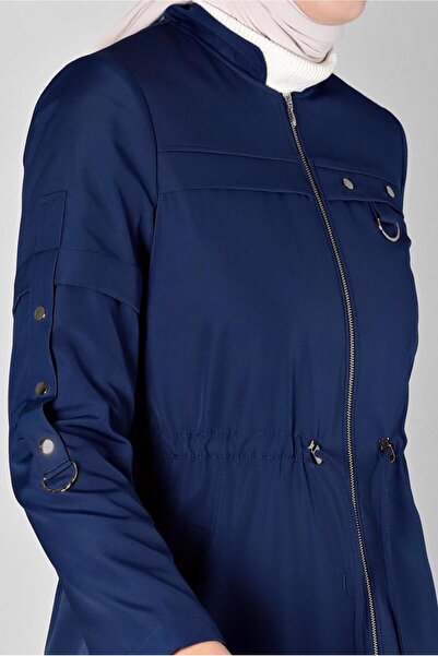 TRENDTESETTÜR WOMEN'S DARK BLUE (NDIGO) WAIST STRAPPED PARKA T 90374