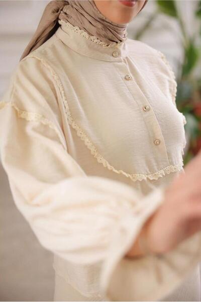 TRENDTESETTÜR WOMEN BEIGE (A.BEIGE) LACE DETAILED SKIRT SUIT T 8702