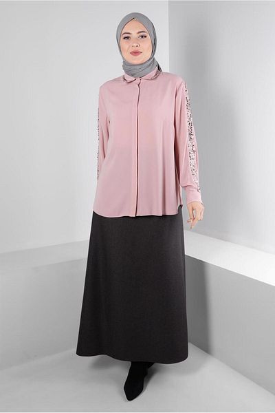 TRENDTESETTÜR Γυναικεία μπλούζα σε πούδρα Plus Size - T 20240