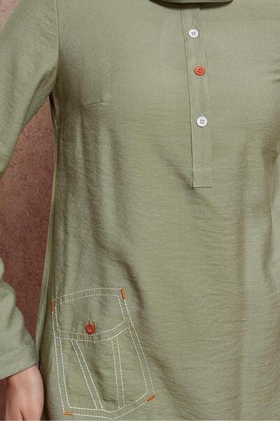 TRENDTESETTÜR Green Buttoned Tunic - Women's, Water Green, T 42914