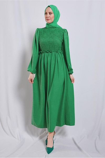 TRENDTESETTÜR ΓΥΝΑΙΚΕΙΟ ΠΡΑΣΙΝΟ (BENETTON) ΦΟΡΕΜΑ ΜΕ ΜΠΑΛΟΝΙ ΜΑΝΙΚΙ T 6895