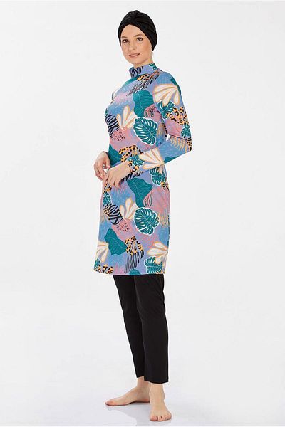 TRENDTESETTÜR Costum de baie hijab pentru femei cu model negru - T 9202