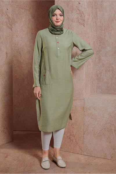 TRENDTESETTÜR Τουνίκ με πράσινο κουμπί - Γυναικείο, Water Green, T 42914