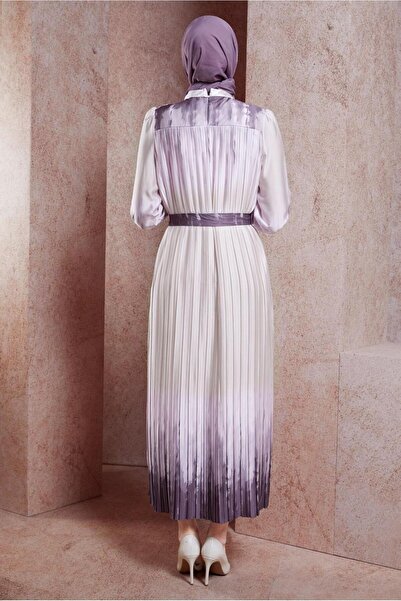 TRENDTESETTÜR Purple Belted Gradient Women's Dress - T 8785