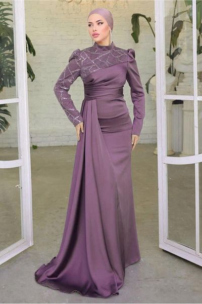 TRENDTESETTÜR WOMEN'S PURPLE (K.LILA) SATIN EVENING DRESS T 8854