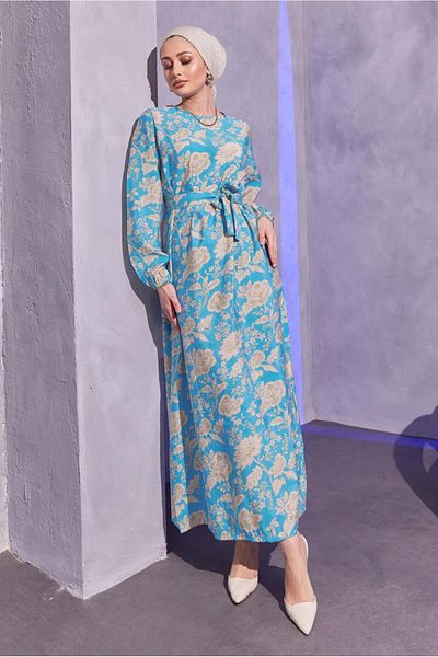 TRENDTESETTÜR ΓΥΝΑΙΚΕΙΟ ΦΟΡΕΜΑ ΜΠΛΕ ΖΩΝΗ ΜΕ ΣΧΕΔΙΟ Τ 7993