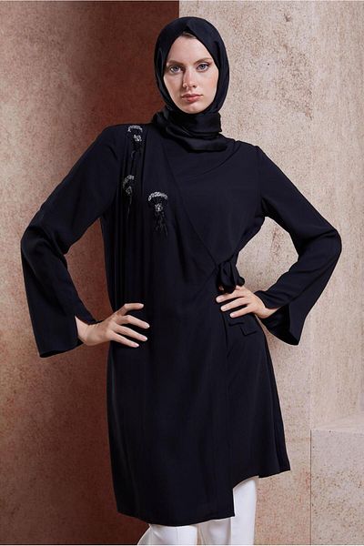 TRENDTESETTÜR Black Tunic - Tie Detailed, Women's, T 42880