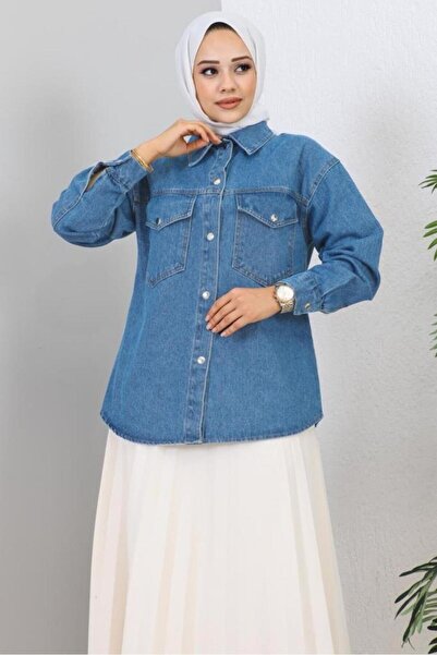 TRENDTESETTÜR KADIN LACİVERT PAMUKLU KOT CEKET T 9560