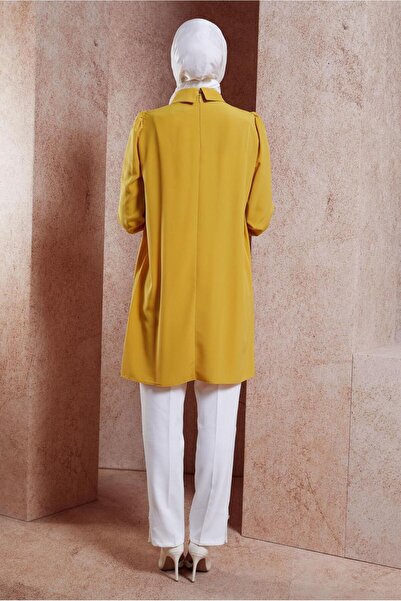 TRENDTESETTÜR Women's Yellow Stone Detailed Tunic - SAFRAN T 42902