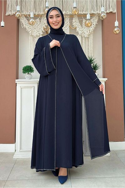 TRENDTESETTÜR Γυναικείο φόρεμα Navy Blue Stone Detailed - T 3783
