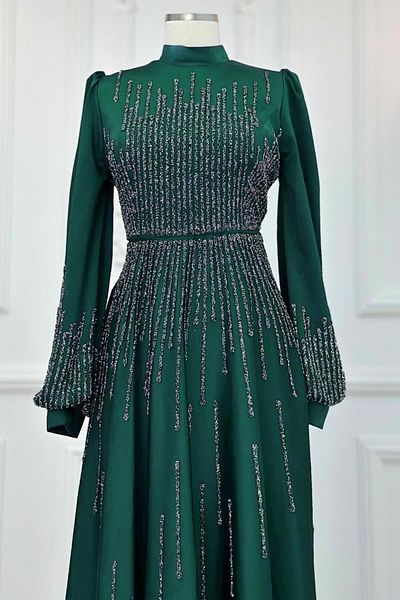 TRENDTESETTÜR Γυναικείο βραδινό φόρεμα Green Zürüt Stone - T 3853