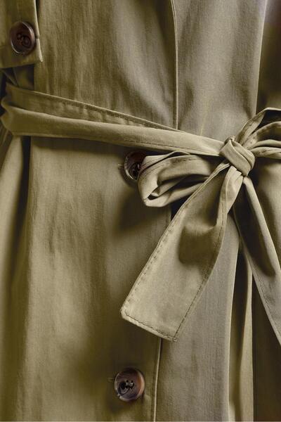 TRENDTESETTÜR Green Belted Cotton Women's Trench Coat - T 3201