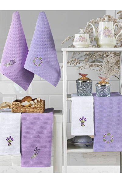 SENNORA 6'lı Nakışlı Kafe Mutfak Havlusu -Kurulama Bezi 40x60 %100 Pamuk