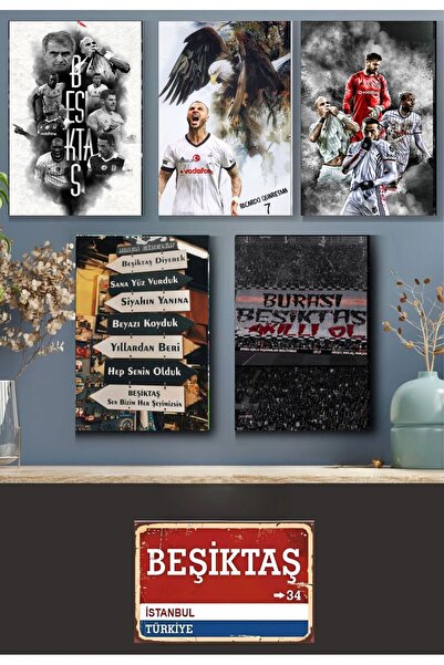 Pi Dekorasyon Kartal3 "beşiktâş" Tablo Seti Altılı Set 1'adet (20*30CM) 5'adet (10*15CM) Ftr01