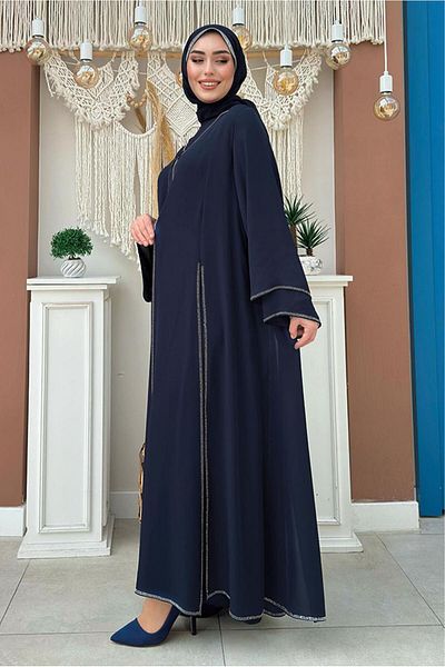 TRENDTESETTÜR Γυναικείο φόρεμα Navy Blue Stone Detailed - T 3783