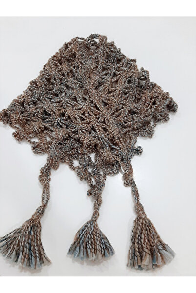 zümal tekstil tasarım Χειροποίητο πλεκτό κασκόλ (καφέ)