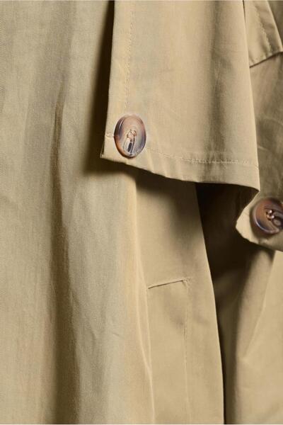 TRENDTESETTÜR Women's Cotton Trench Coat - Camel Color, Belted T 3201