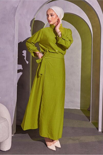 TRENDTESETTÜR Green Acid Skirt Set - Tie Detailed T 9714
