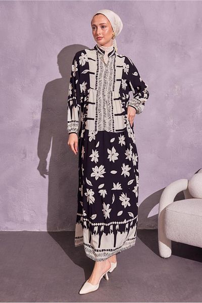 TRENDTESETTÜR Φόρεμα Hijab με μαύρο σχέδιο - Γυναικείο, T 1914