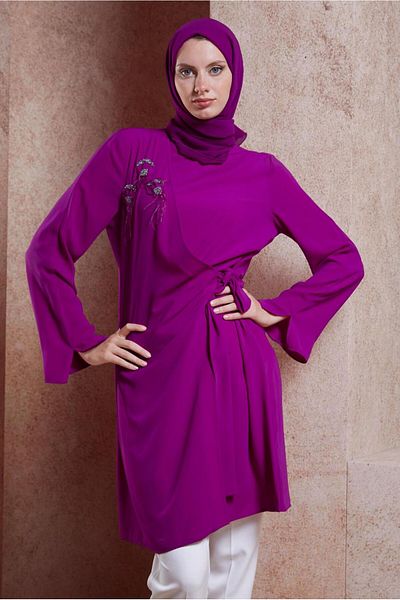 TRENDTESETTÜR Fuchsia Women's Tunic - Tie Detailed, Model T 42880